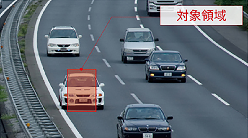 左：車の走る高速道路、対象領域