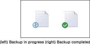 icon mark of “Backup in progress”or “Backup Completed”