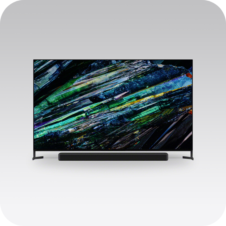 TV and soundbar are placed facing front