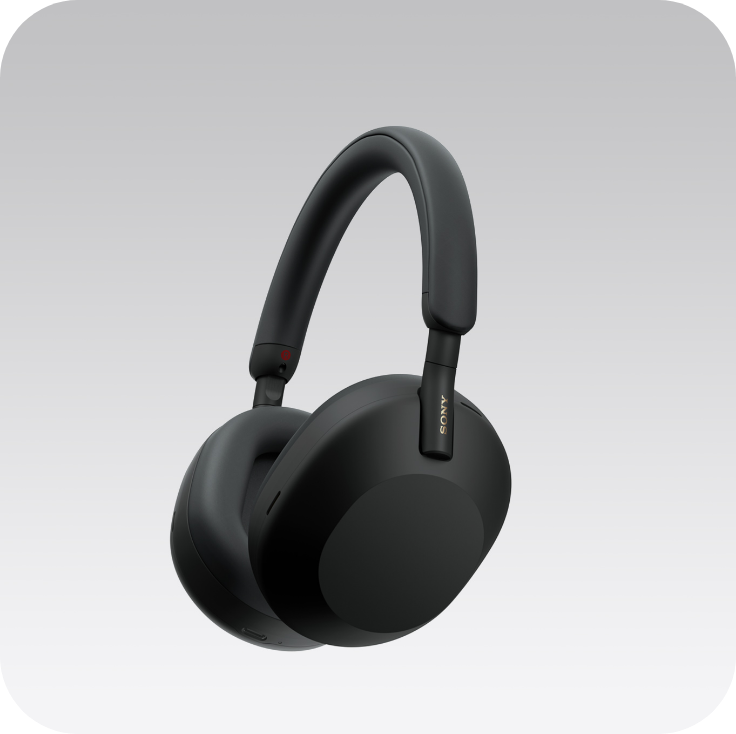 Black headphones facing diagonally; SONY logo visible.