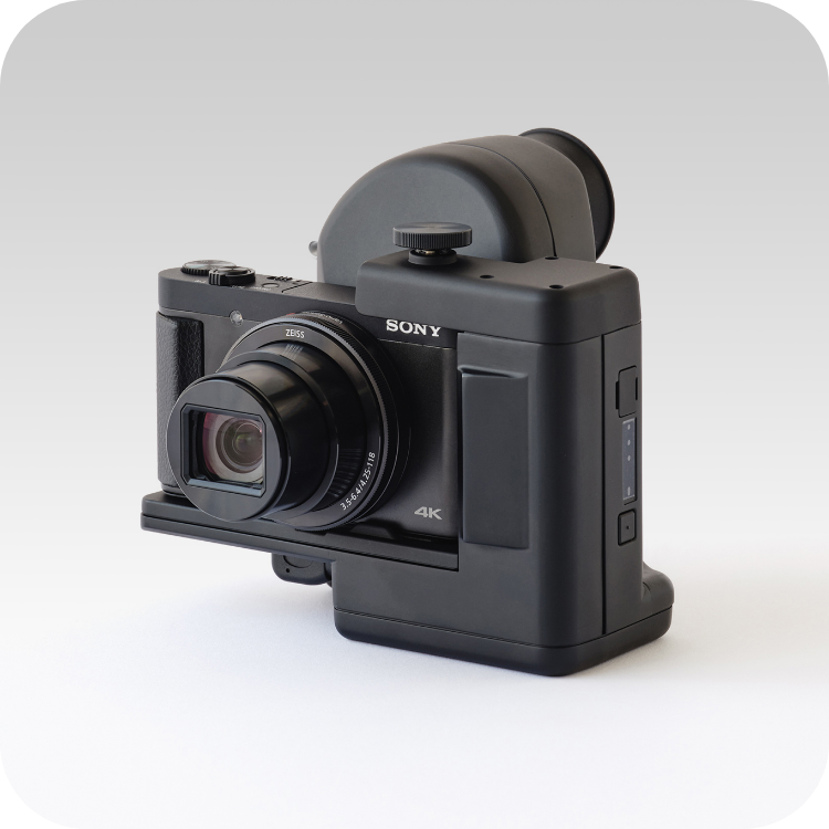 Oblique cut of the retinal projection camera kit. The camera is built into the retina projection camera kit.