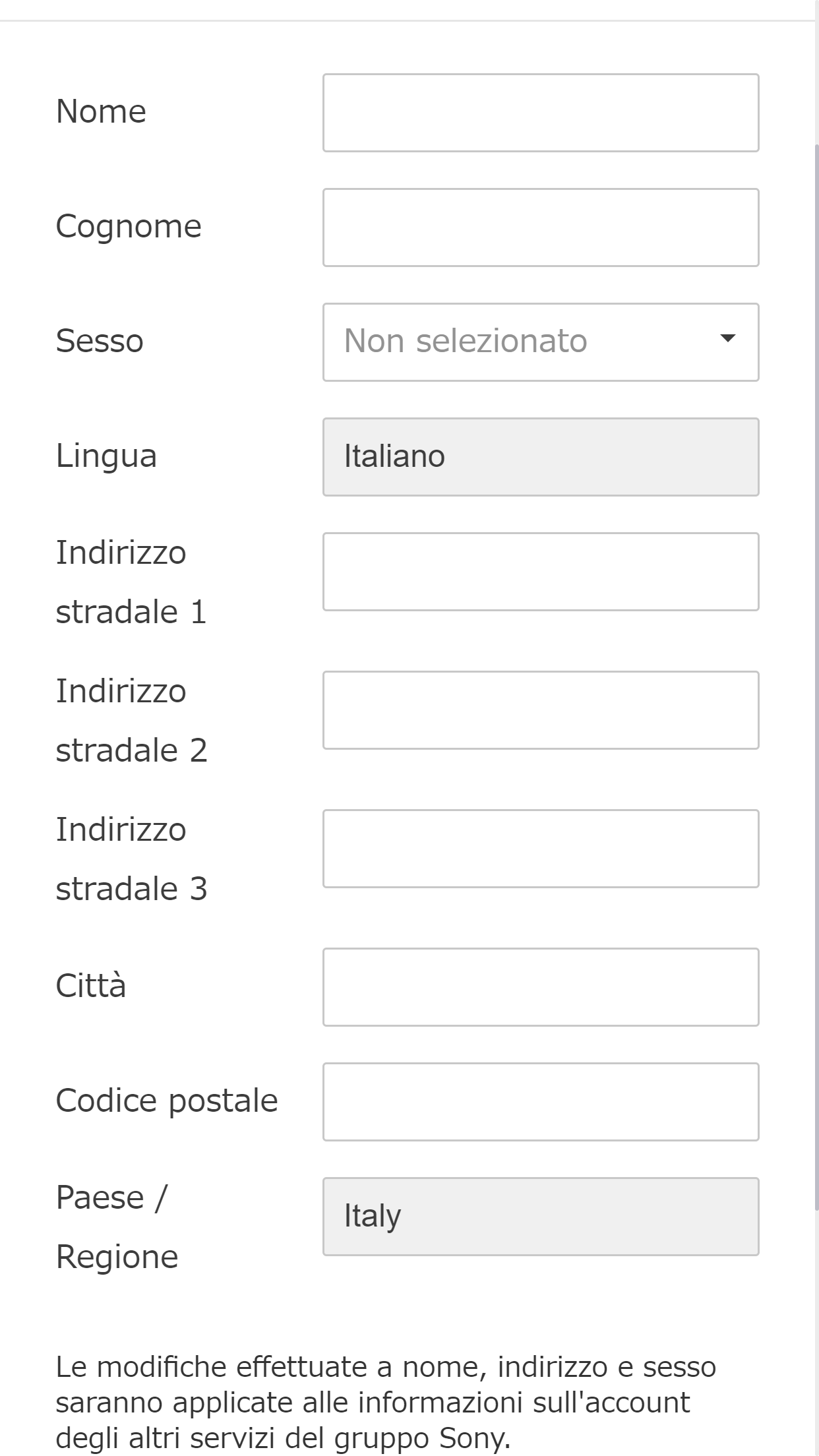 Edit personal information