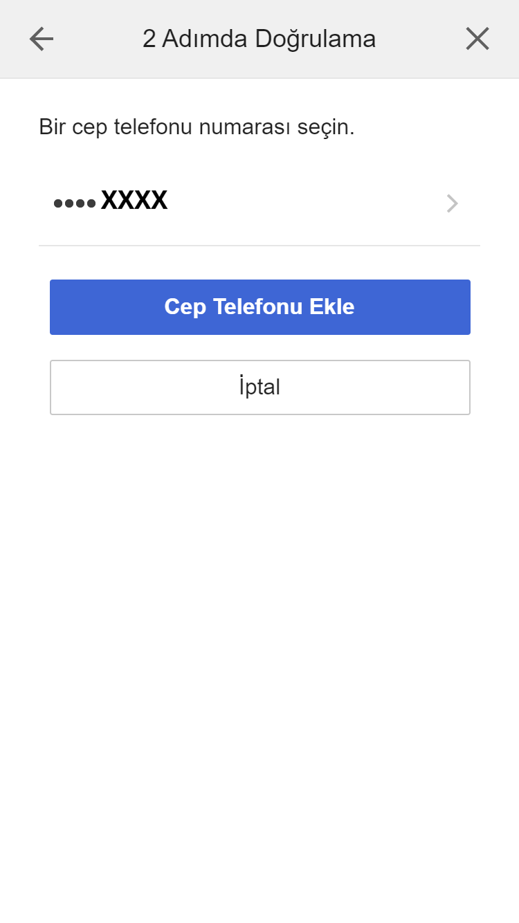 2-Step Verification Phone select
